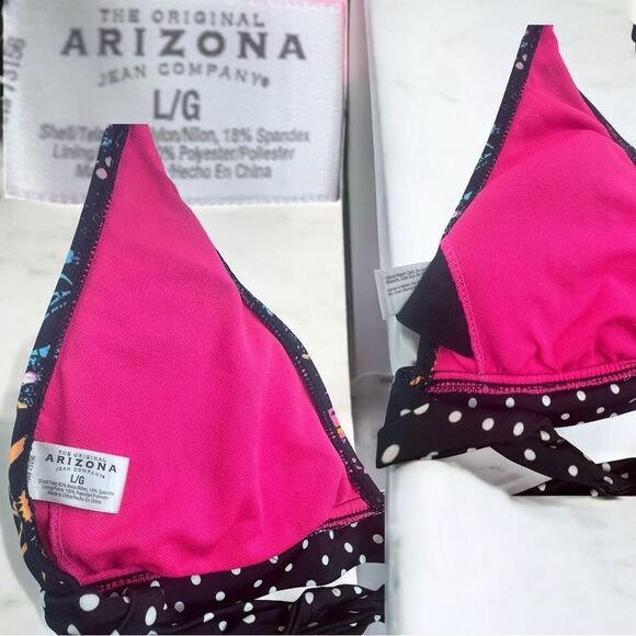 Arizona Jean Co Swimwear l Bikini Top l Pant-Splash Print l Adjustable l L l EUC - Picture 6 of 12